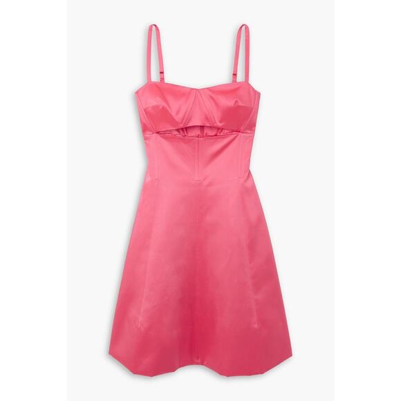 PATOU Pink Cotton Blend Satin Mini Dress FR 44 Cutout Waist Cocktail Party Dress - Picture 2 of 16